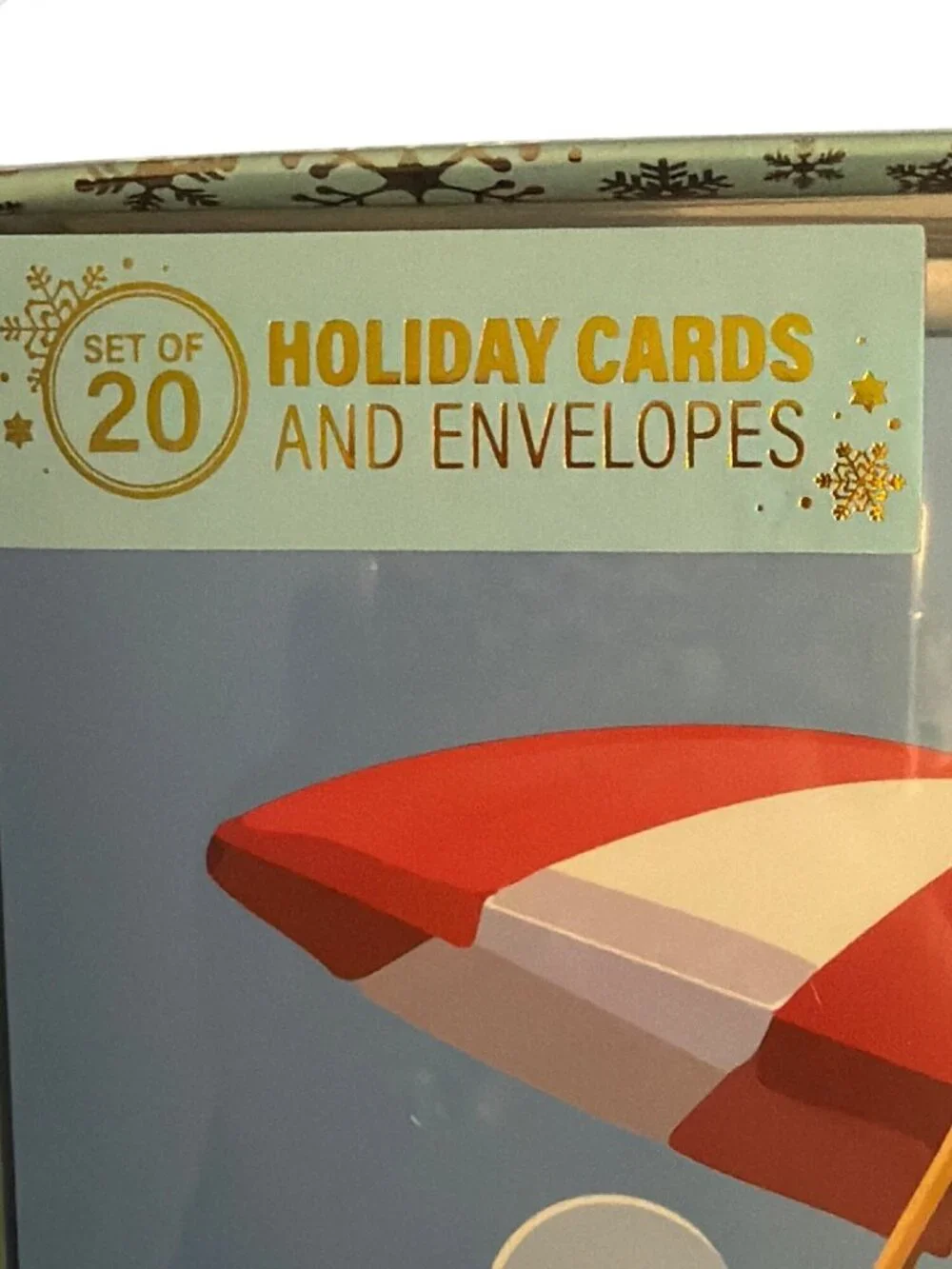 Festive Christmas Christmas Holiday Cards Santa Beach Snowman Box of 20 NEW